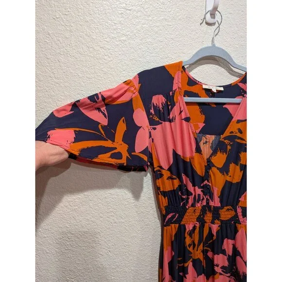 Anthropologie Abel The Label Clare Floral High Low Dress  Size Small Blue Orange - Picture 4 of 13
